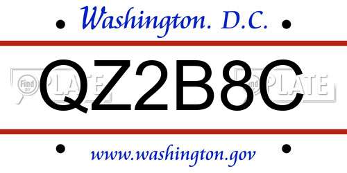 QZ2B8C District Of Columbia License Plate