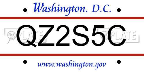 QZ2S5C District Of Columbia License Plate
