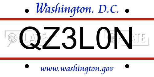 QZ3L0N District Of Columbia License Plate