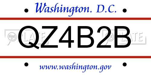 QZ4B2B District Of Columbia License Plate
