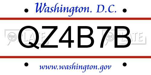 QZ4B7B District Of Columbia License Plate