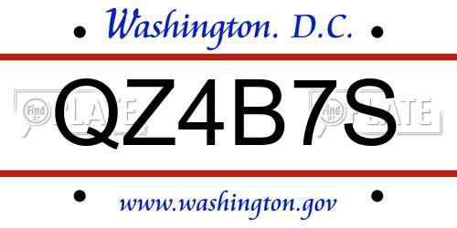 QZ4B7S District Of Columbia License Plate
