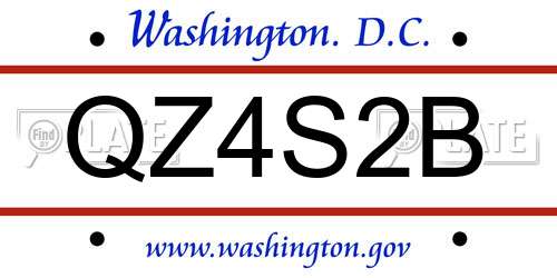 QZ4S2B District Of Columbia License Plate