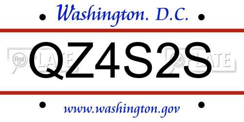 QZ4S2S District Of Columbia License Plate