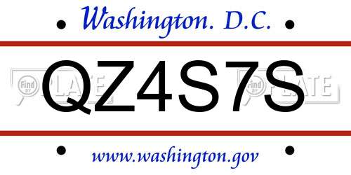 QZ4S7S District Of Columbia License Plate