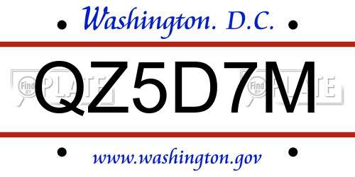 QZ5D7M District Of Columbia License Plate