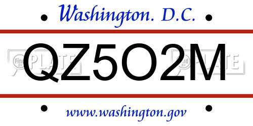 QZ5O2M District Of Columbia License Plate