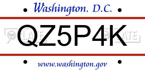 QZ5P4K District Of Columbia License Plate
