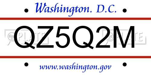 QZ5Q2M District Of Columbia License Plate