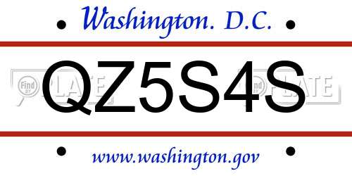 QZ5S4S District Of Columbia License Plate