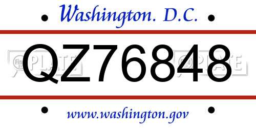 QZ76848 District Of Columbia License Plate