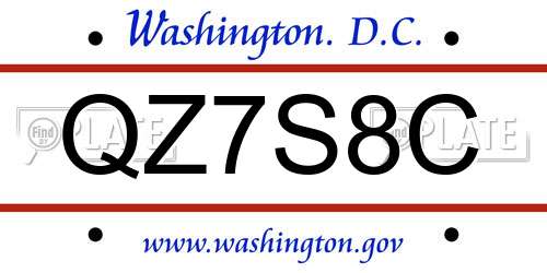 QZ7S8C District Of Columbia License Plate