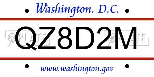 QZ8D2M District Of Columbia License Plate