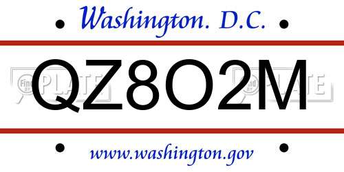 QZ8O2M District Of Columbia License Plate