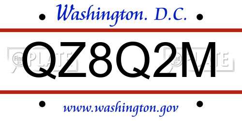 QZ8Q2M District Of Columbia License Plate
