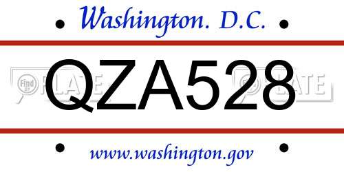 QZA528 District Of Columbia License Plate