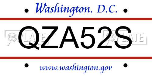 QZA52S District Of Columbia License Plate