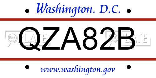 QZA82B District Of Columbia License Plate