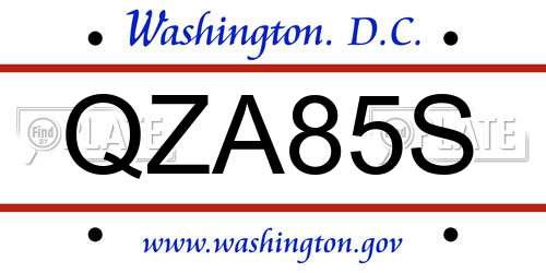 QZA85S District Of Columbia License Plate