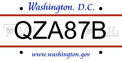 QZA87B District Of Columbia License Plate