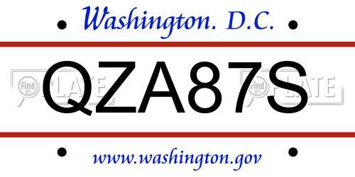 QZA87S District Of Columbia License Plate
