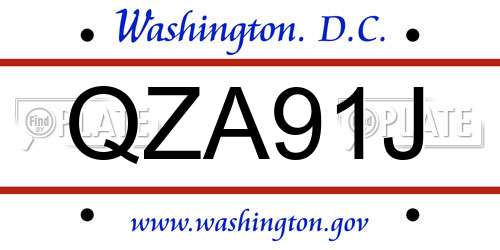 QZA91J District Of Columbia License Plate