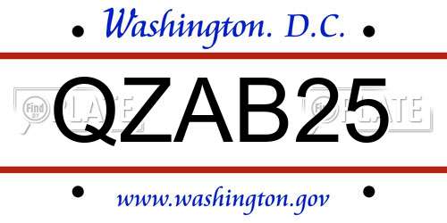 QZAB25 District Of Columbia License Plate