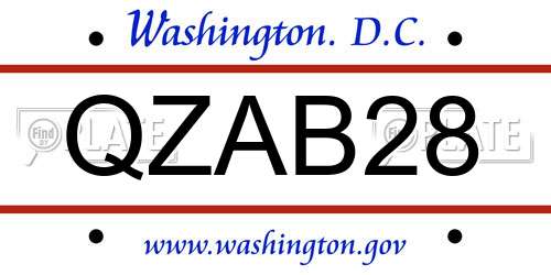 QZAB28 District Of Columbia License Plate