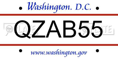 QZAB55 District Of Columbia License Plate