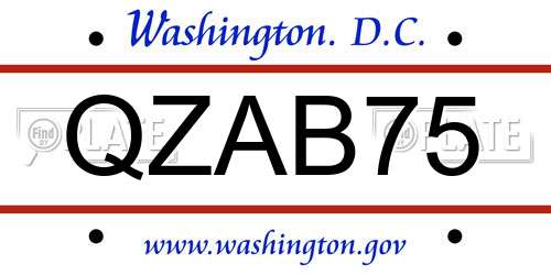 QZAB75 District Of Columbia License Plate