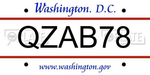 QZAB78 District Of Columbia License Plate