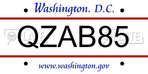 QZAB85 District Of Columbia License Plate