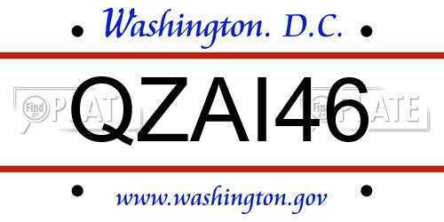 QZAI46 District Of Columbia License Plate