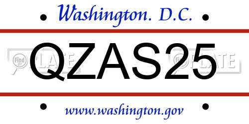 QZAS25 District Of Columbia License Plate
