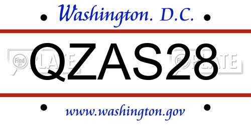 QZAS28 District Of Columbia License Plate