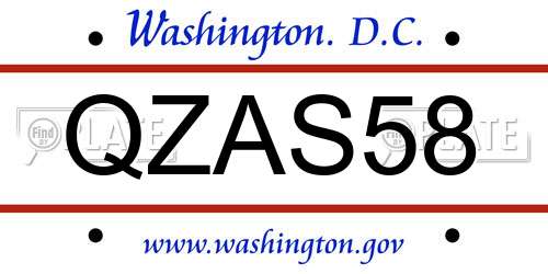 QZAS58 District Of Columbia License Plate