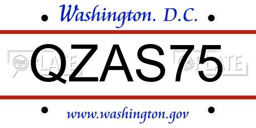 QZAS75 District Of Columbia License Plate