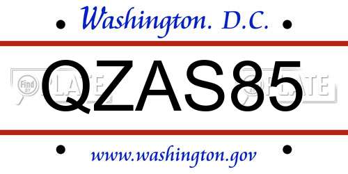 QZAS85 District Of Columbia License Plate