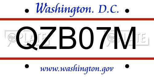 QZB07M District Of Columbia License Plate