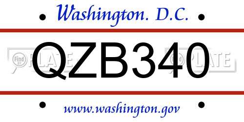 QZB340 District Of Columbia License Plate