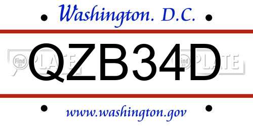 QZB34D District Of Columbia License Plate