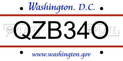 QZB34O District Of Columbia License Plate