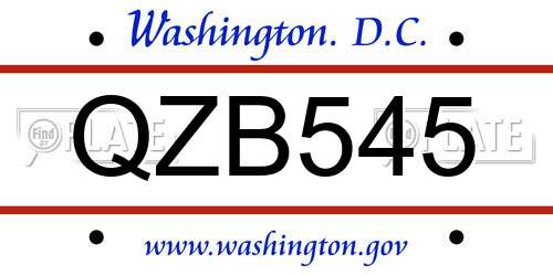 QZB545 District Of Columbia License Plate