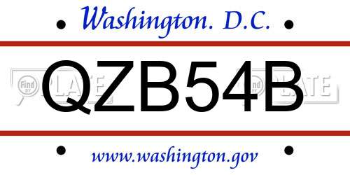 QZB54B District Of Columbia License Plate