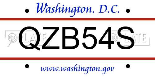 QZB54S District Of Columbia License Plate