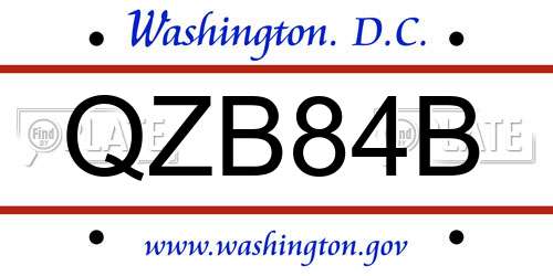 QZB84B District Of Columbia License Plate