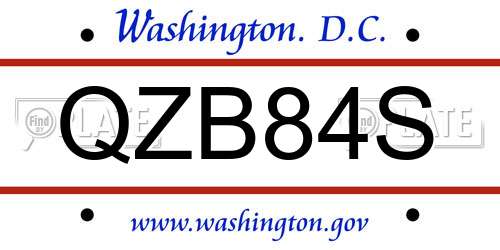 QZB84S District Of Columbia License Plate
