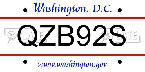 QZB92S District Of Columbia License Plate