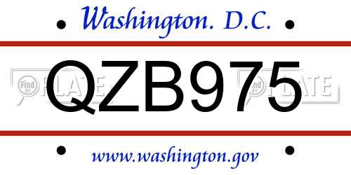QZB975 District Of Columbia License Plate