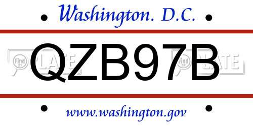 QZB97B District Of Columbia License Plate